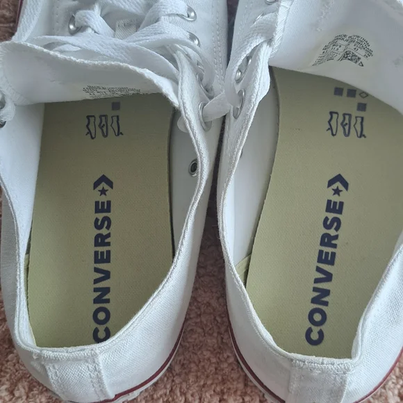 Converse White Low-Top Sneakers Mens Size 9.5.  Womens Size 11.5 - Picture 5 of 10